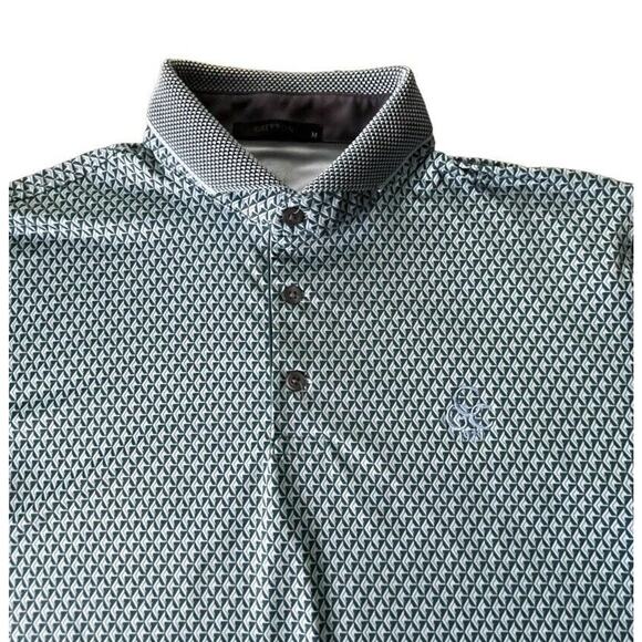 Greyson Charlotte Golf Club Polo Shirt Wolf Logo Peru Geometric Green Medium Men - Picture 1 of 9